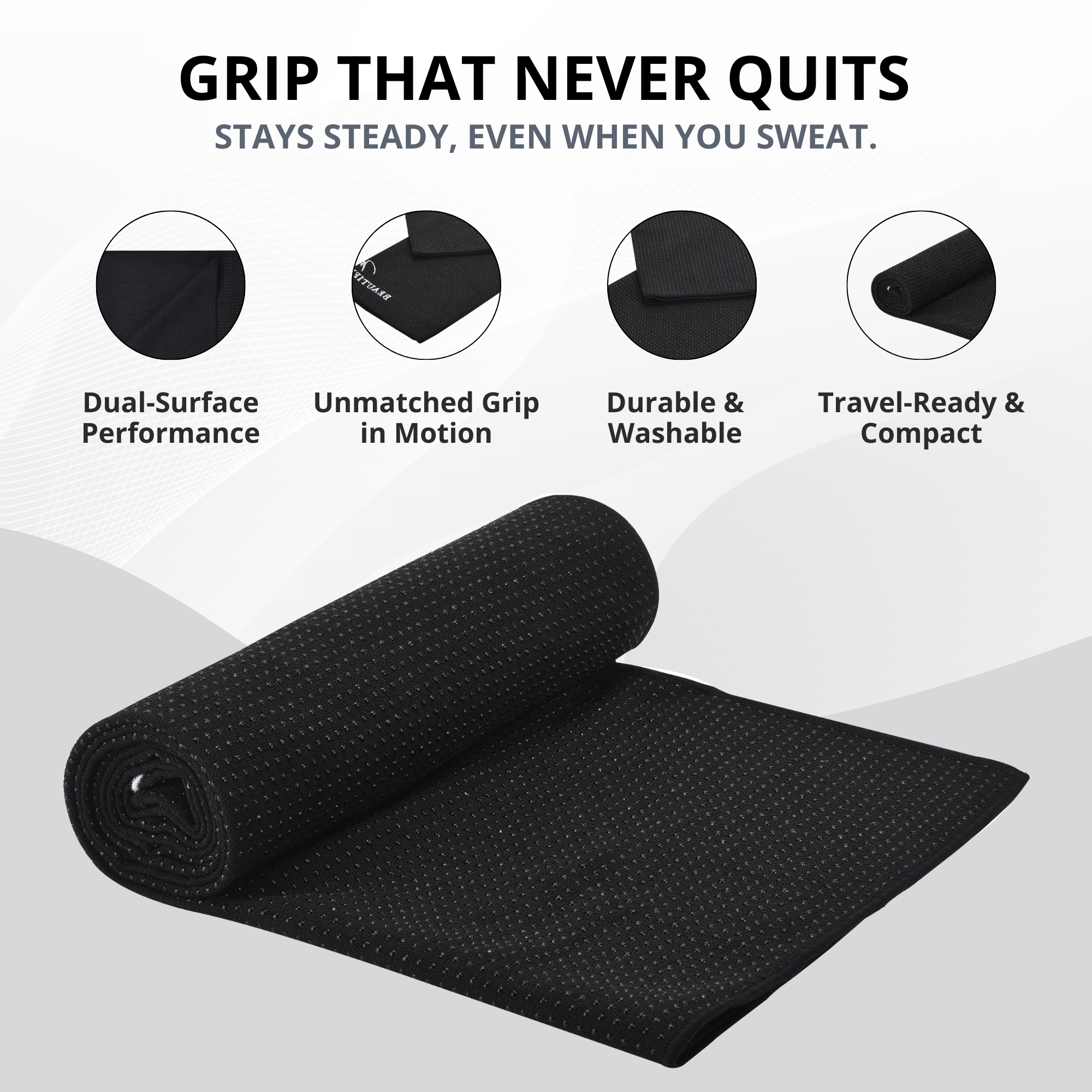 Yoga Mat Towel - Quick-Dry and Ultra Grip Layered
