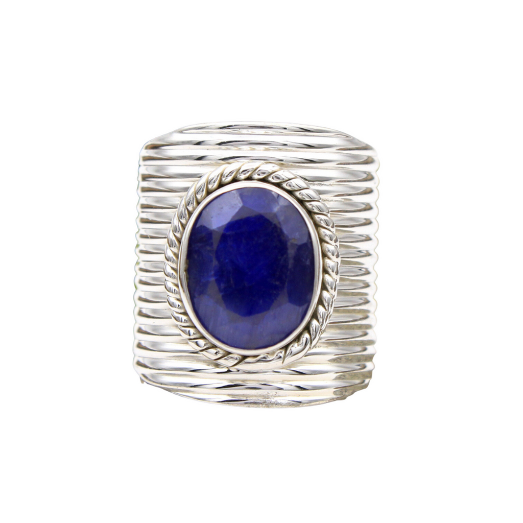 Textured Blue Sapphire Band Ring