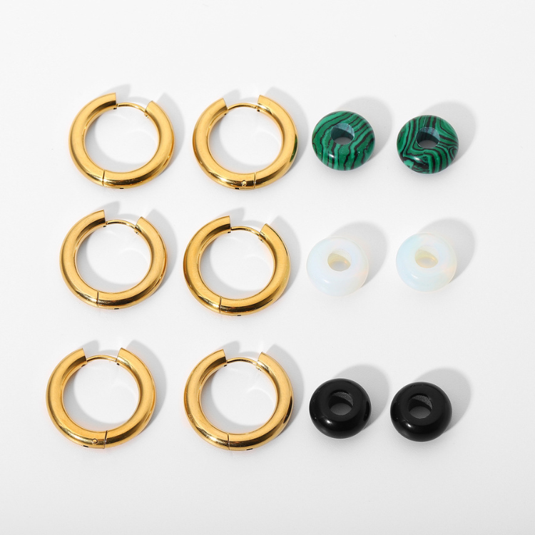 Malachite Hoop Earrings