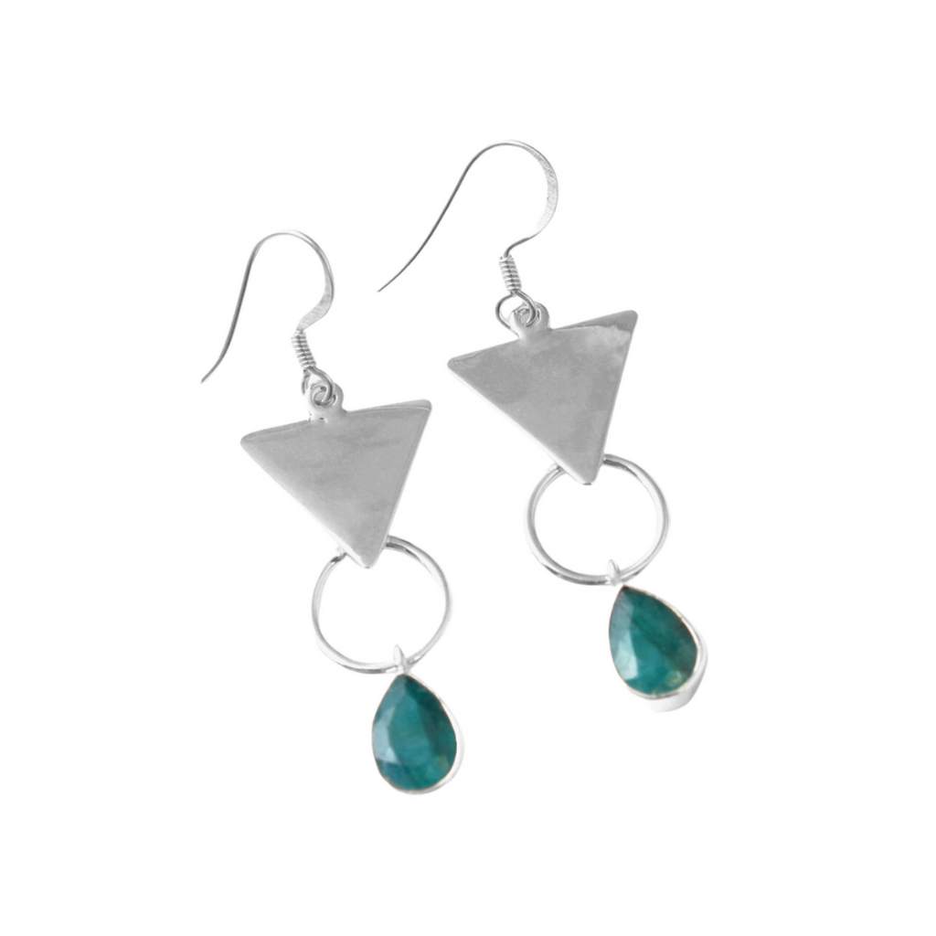 Abstract Emerald Dangle Earrings