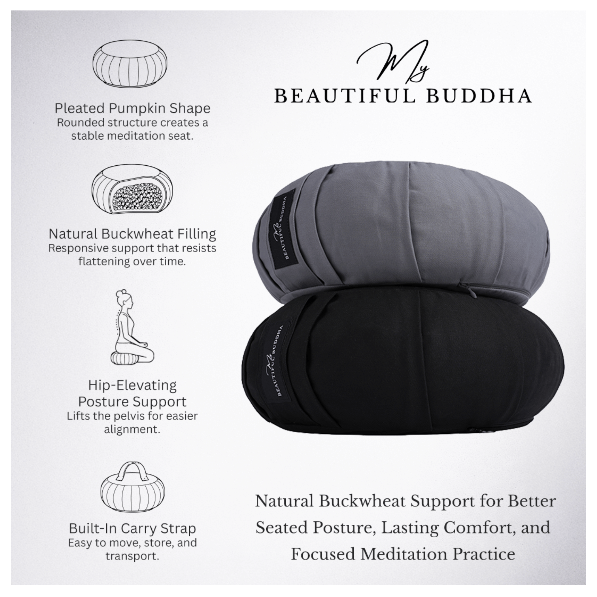 Studio + Round Yoga Bolster - Buckwheat Hull Fill - Pilates & Barre
