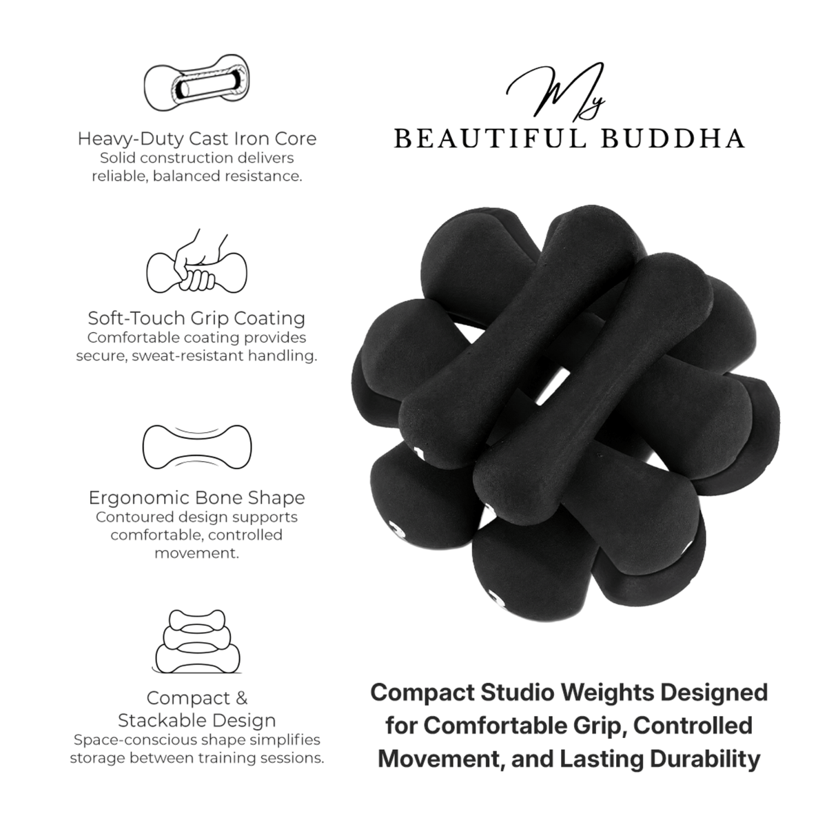 Core Movement Studio Dumbbells - Midnight Black Series - Studio Use