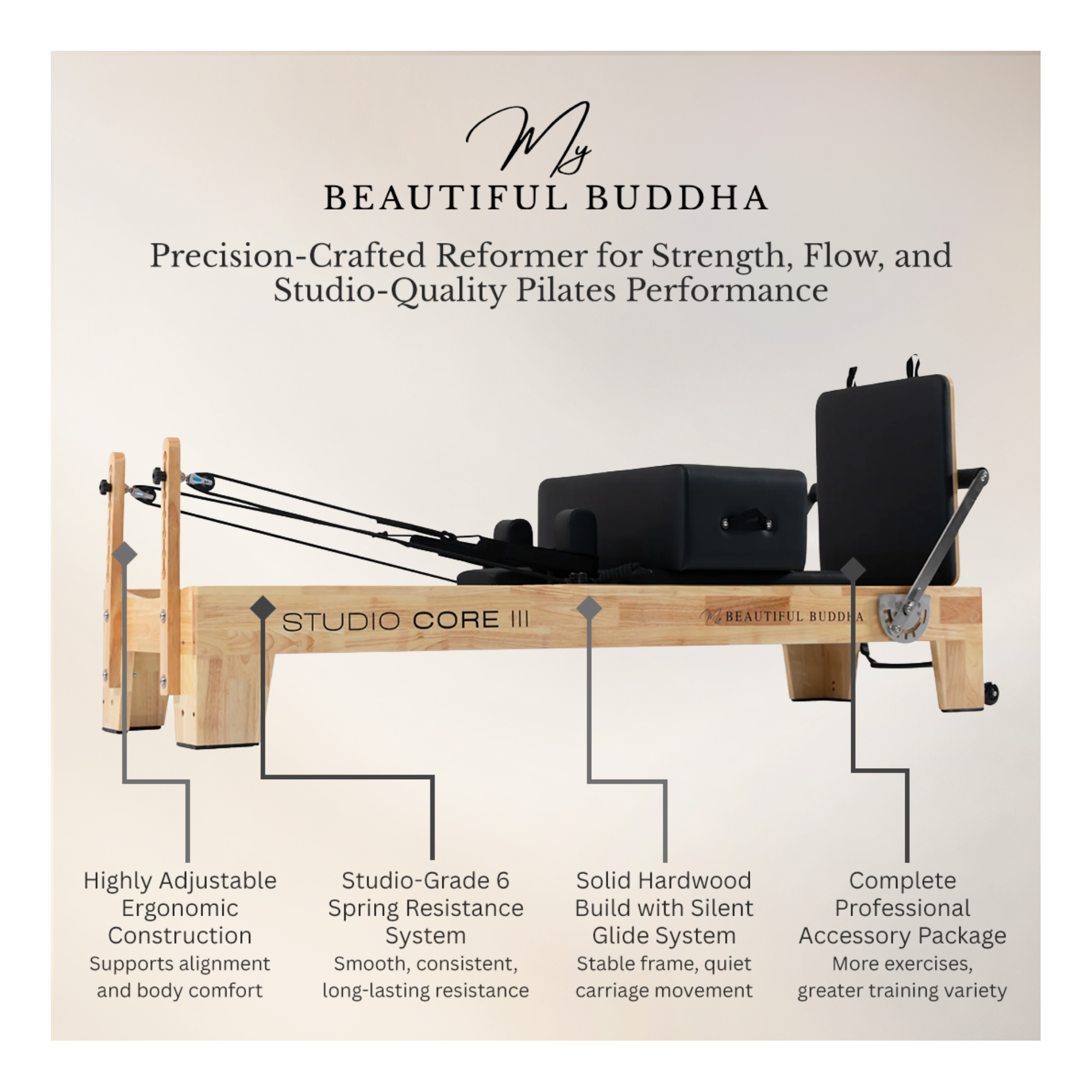 STUDIO CORE III – Commercial Reformer Pilates – Full Set Up