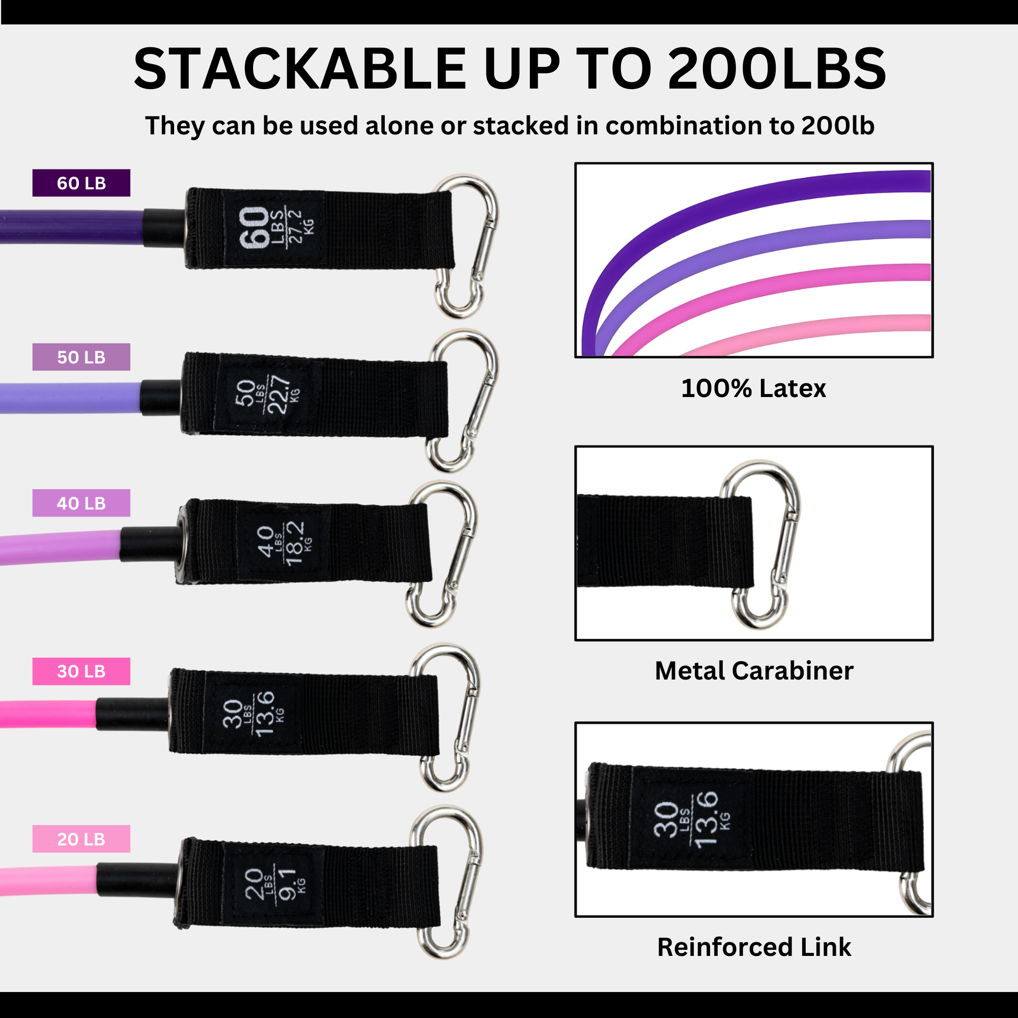 High Density Bonded Latex Resistance Rope Bands (11-Piece)