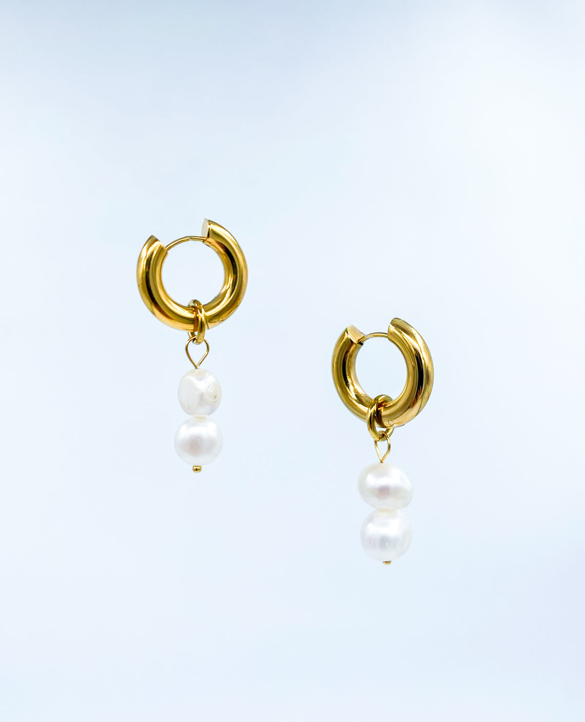 Double Pearl Cascade Hoop Earrings