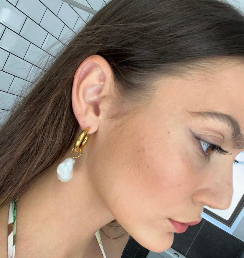 Timeless Pearl Hoop Earrings