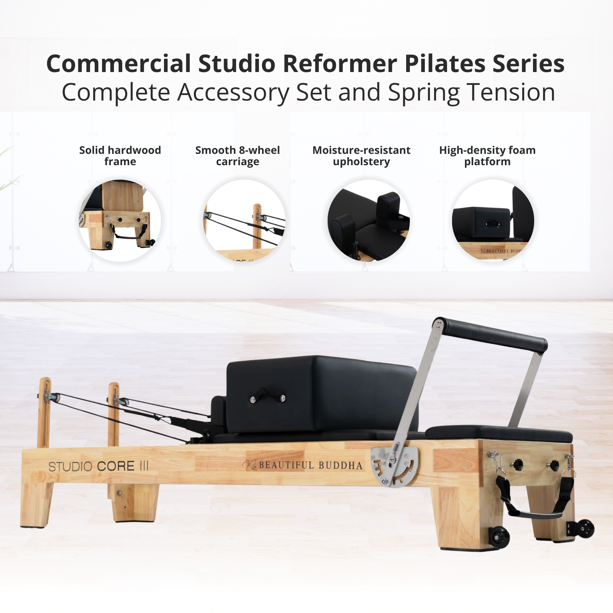 STUDIO CORE III – Commercial Reformer Pilates – Full Set Up
