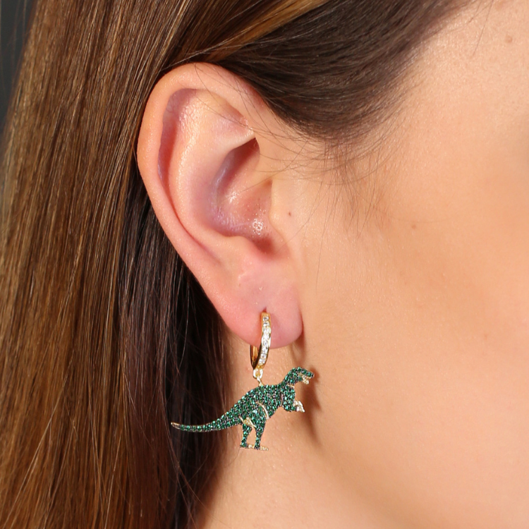 Sterling Silver Single Dinosaur Dangle Earring
