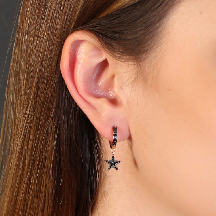 Rose Gold Plated Sterling Silver Star Earrings