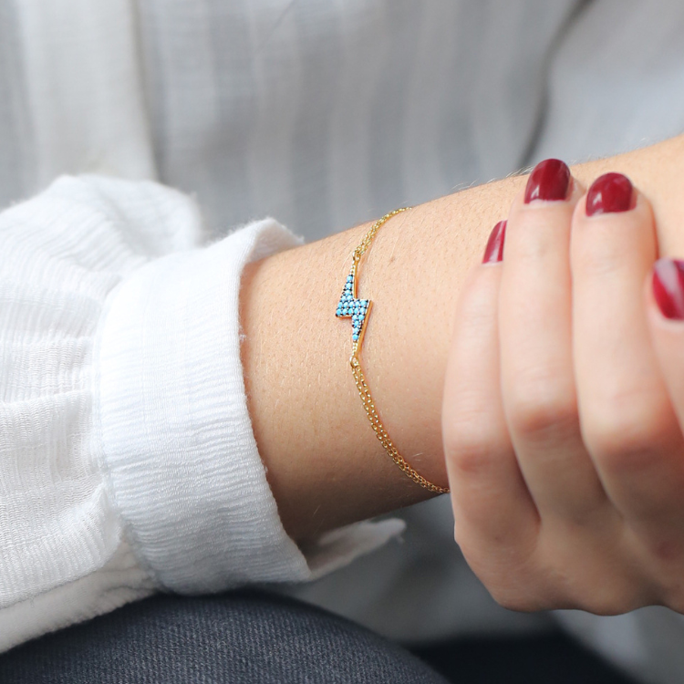 Minimalist Sterling Silver Flash Sign Charm Bracelet