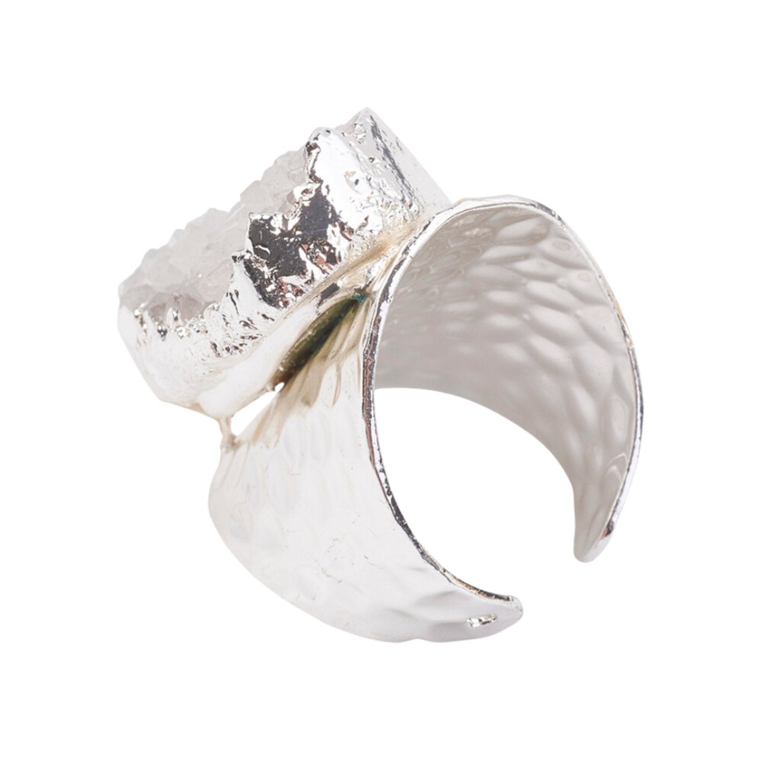 Natural Agate Druzy Cuff Ring