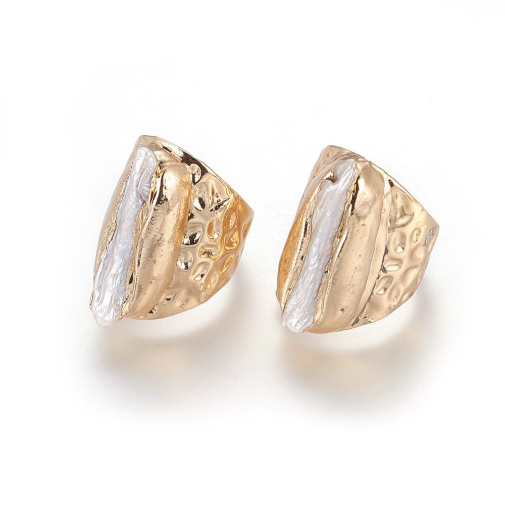 Natural Pearl Druzy Cuff Ring