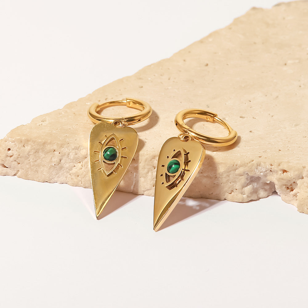 Heart Eye Earrings with Malachite