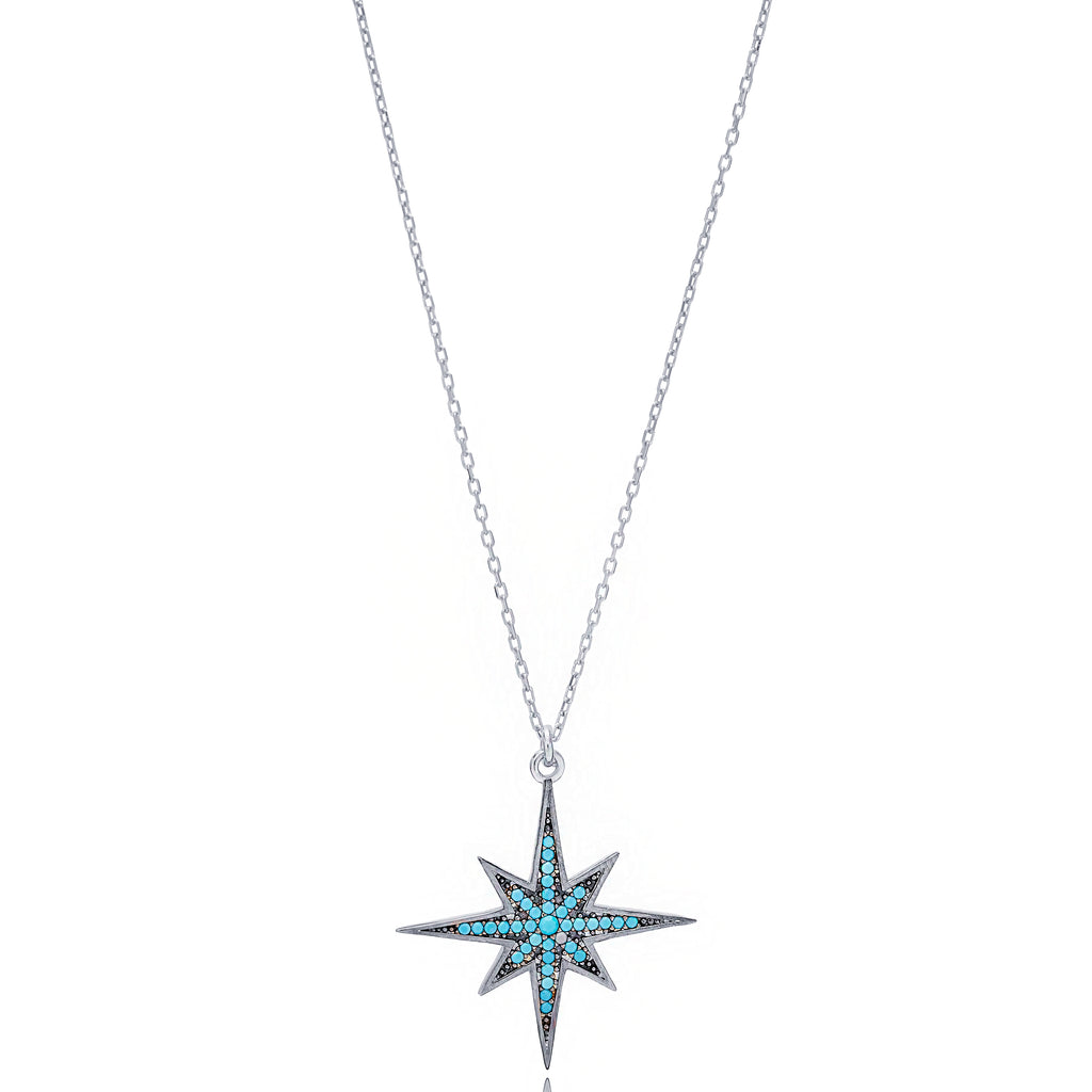 Sterling Silver Turkish North Star Pendant Necklace