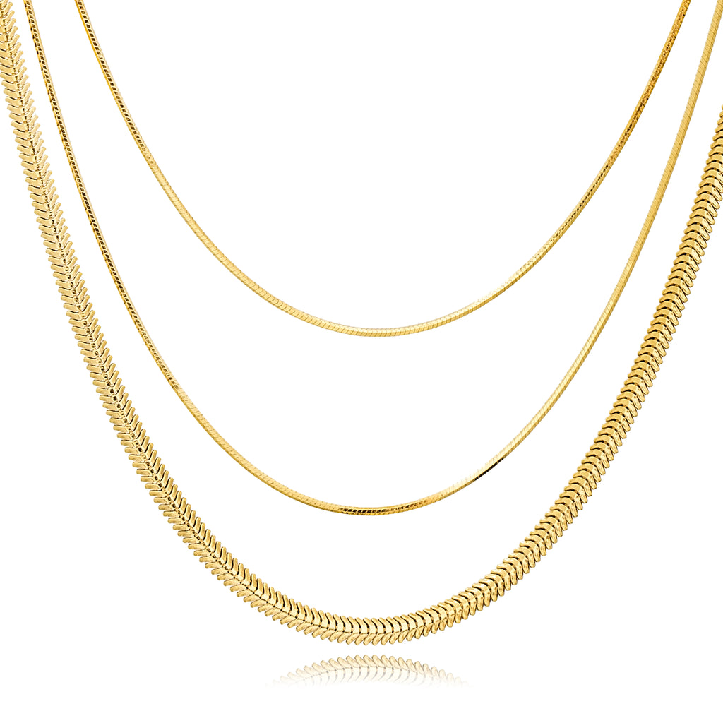 Sterling Silver Layered Italian Snake Chain Necklace