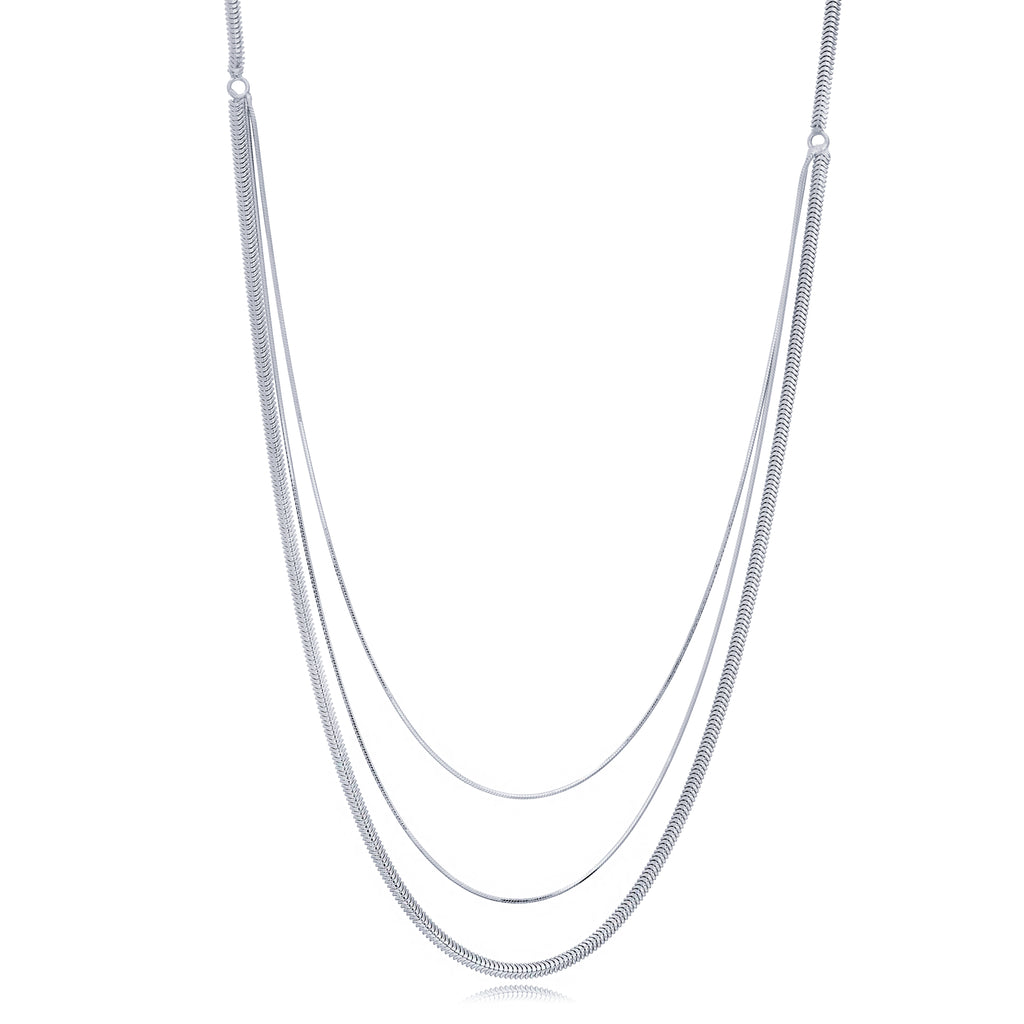 Sterling Silver Layered Italian Snake Chain Necklace