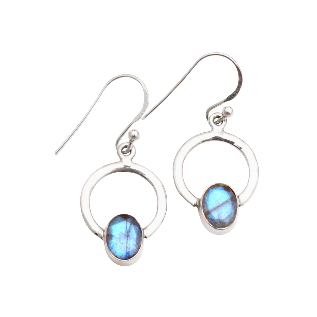 Labradorite Charm Bezel Earrings
