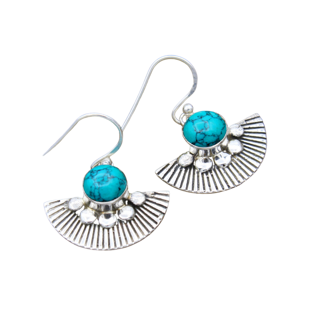 Textured Turquoise Fan Earrings