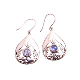 Persian Textured Moonstone Pendant Earrings