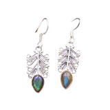 Leaf Motif with Labradorite Tear Drop Earrings