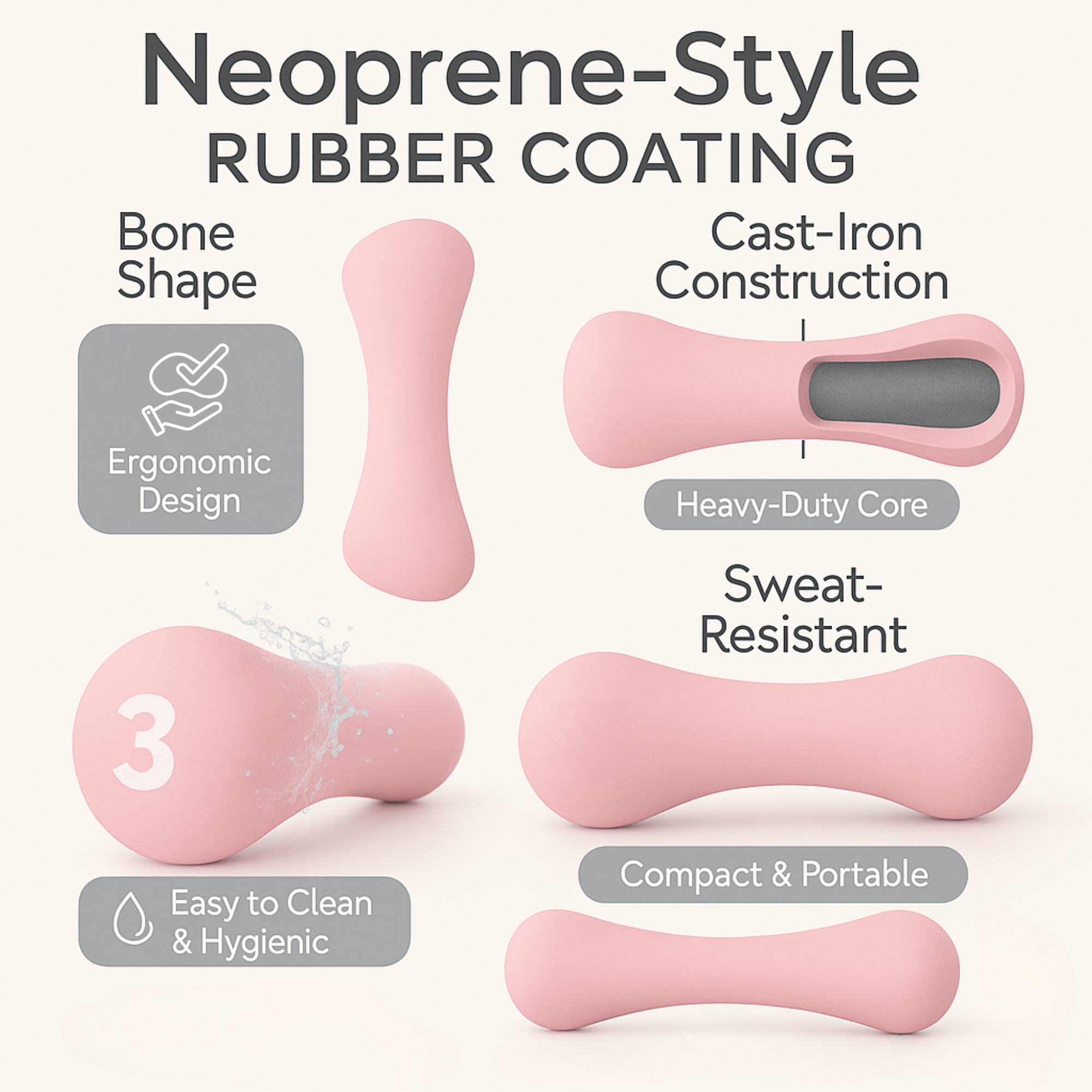 Core Movement Studio Dumbbells – Neoprene Weights for Studio Training