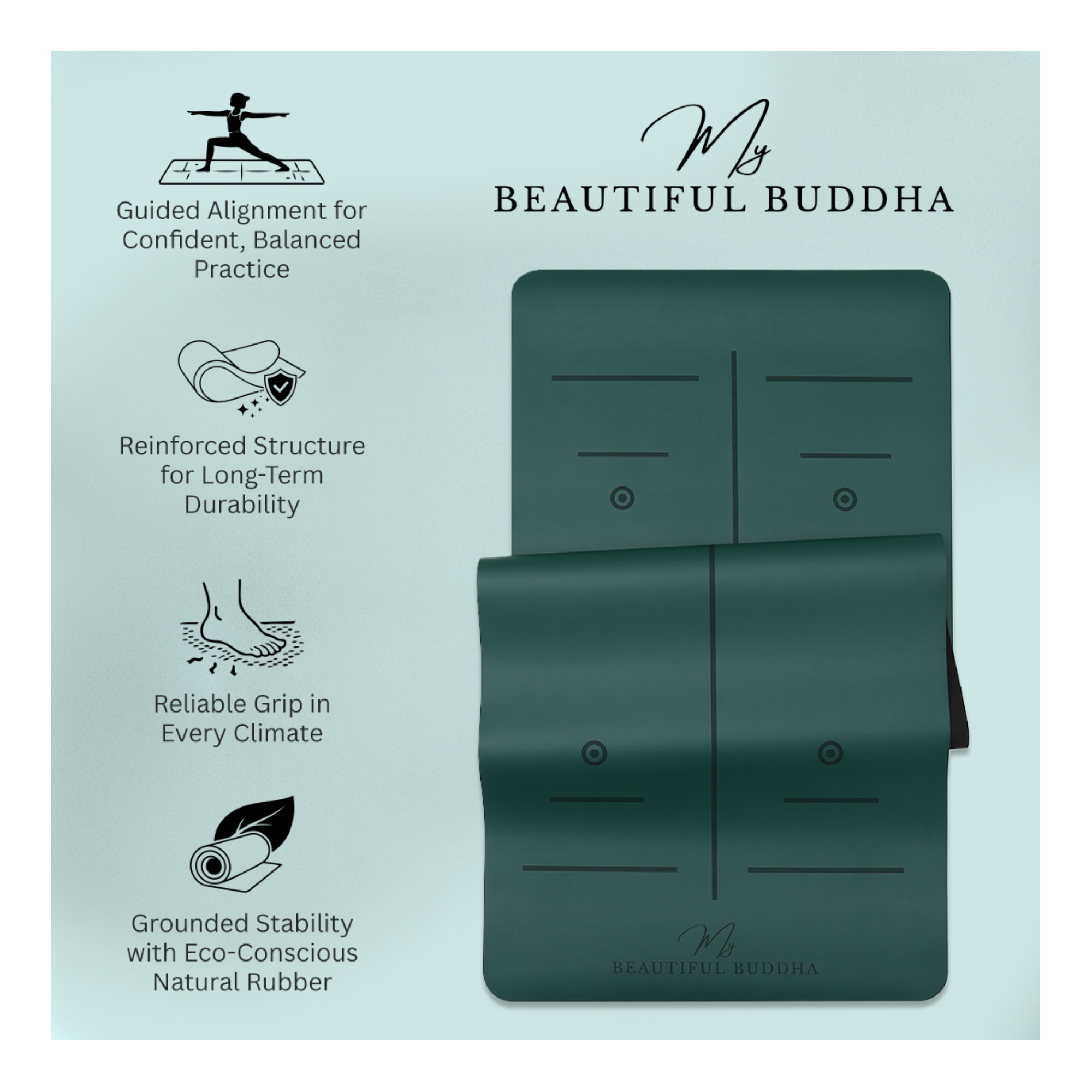 MBB Signature 5mm Studio Yoga Mat with a Carry Stretch Strap - Best Seller - Olive Green