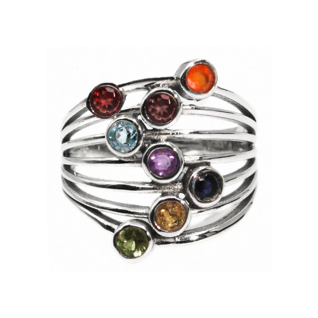 Sterling Silver Seven Stone Chakra Ring