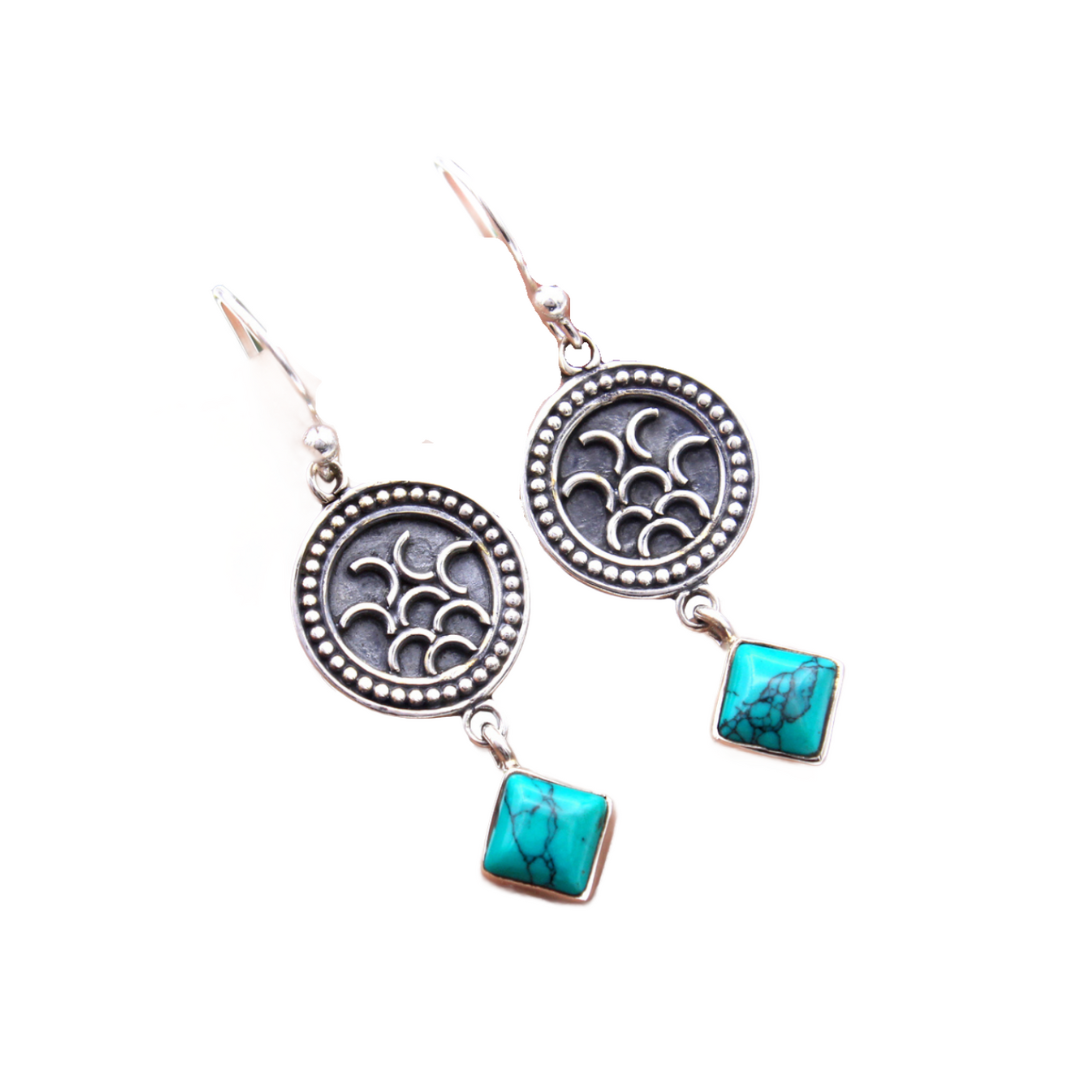 Turquoise Disc Drop Earrings