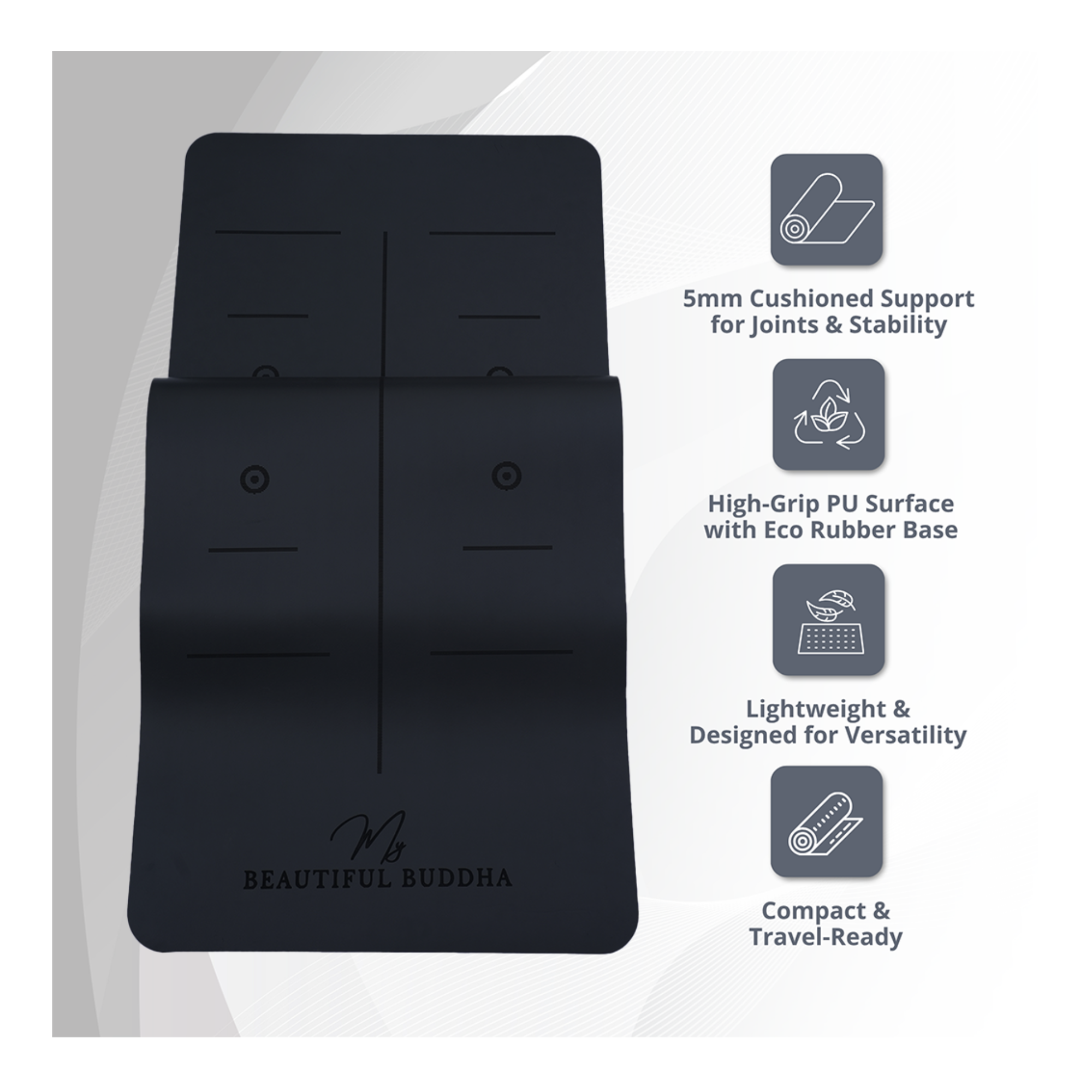 Premium Yoga Mat – Explorer Narrow – Petite – 155 x 50cm + Carry & Stretch Strap