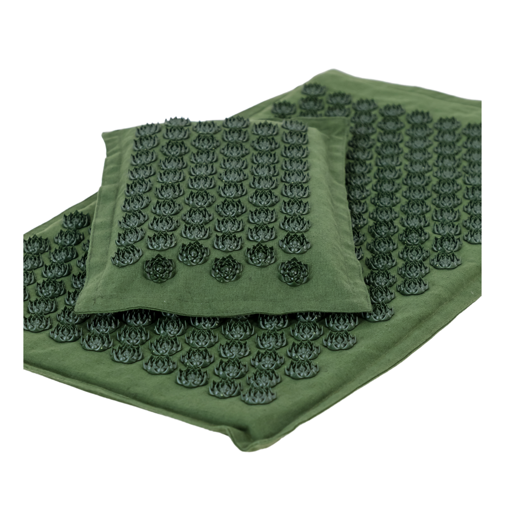 Acupressure Mat & Pillow – Organic Cotton, Coconut Husk & Lotus Spikes