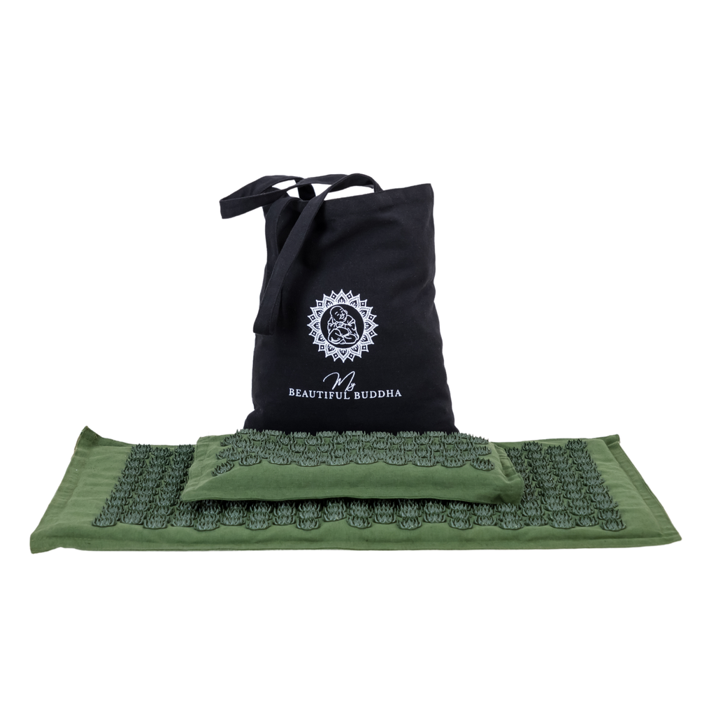 Acupressure Mat & Pillow – Organic Cotton, Coconut Husk & Lotus Spikes