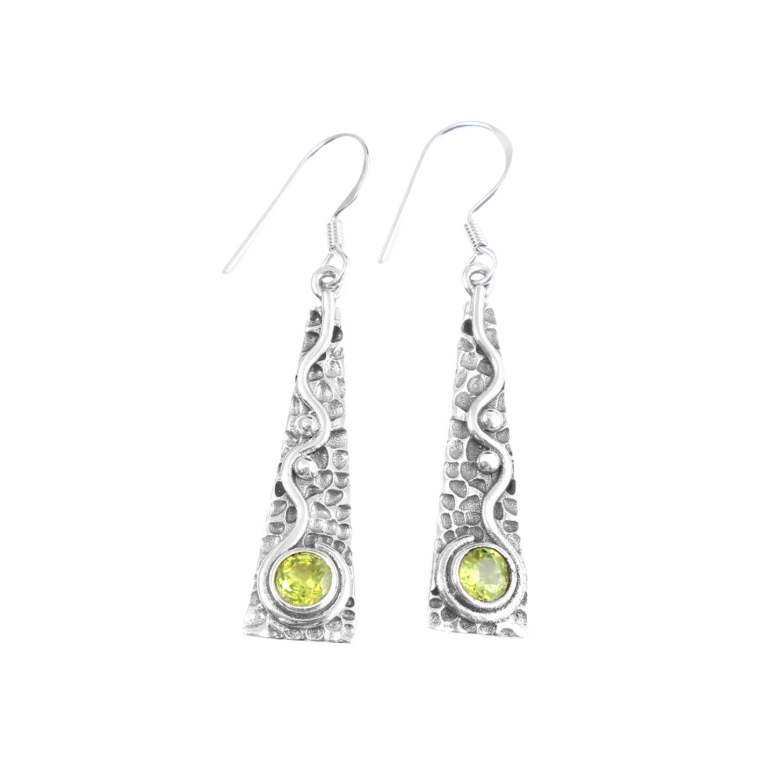 Geometric Peridot Dangle Earrings