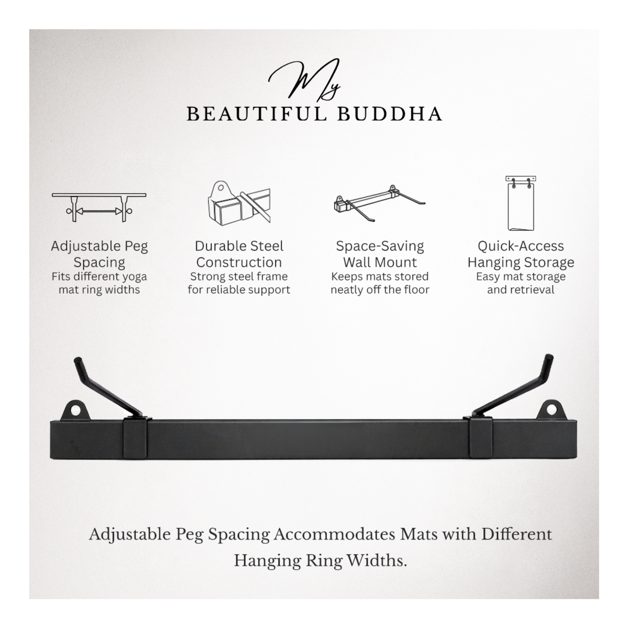 Adjustable Wall-Mounted Yoga Mat Hang Rack – Space-Saving Studio Storage