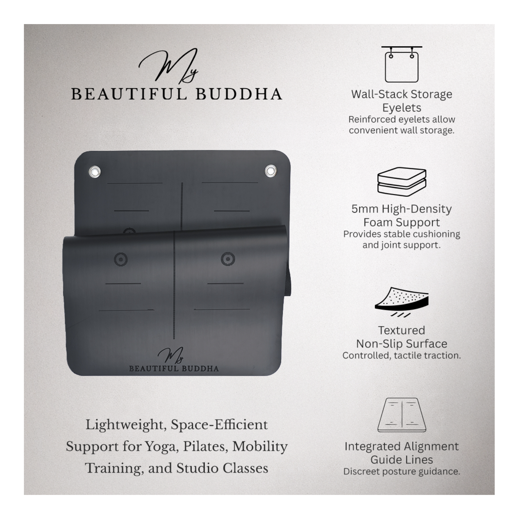 Studio Core Commercial Wall Stack Pilates, Barre, Sculpt Mat - 91 x 50 cm