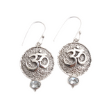 Blue Topaz Textured Ohm Dangle Earrings