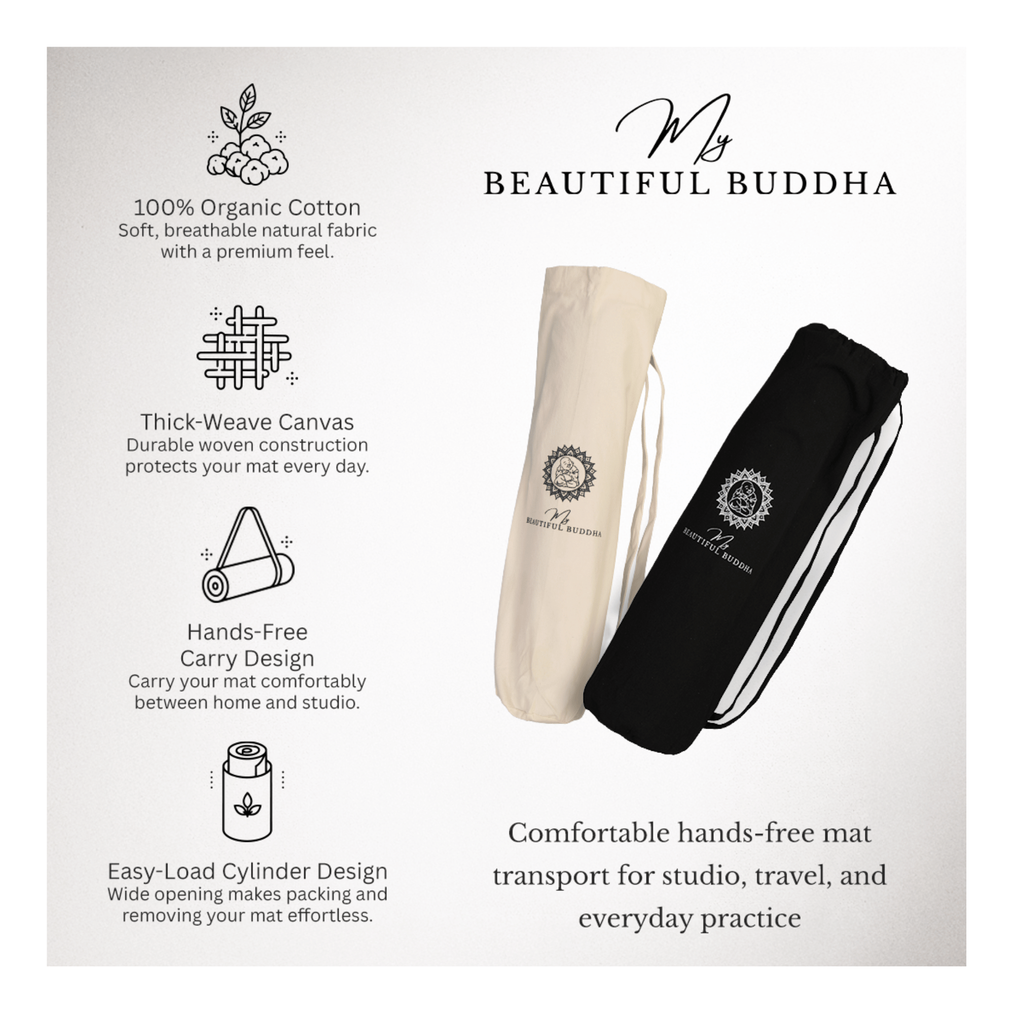 Over Shoulder Yoga Carry Bag - 100% Organic Cotton