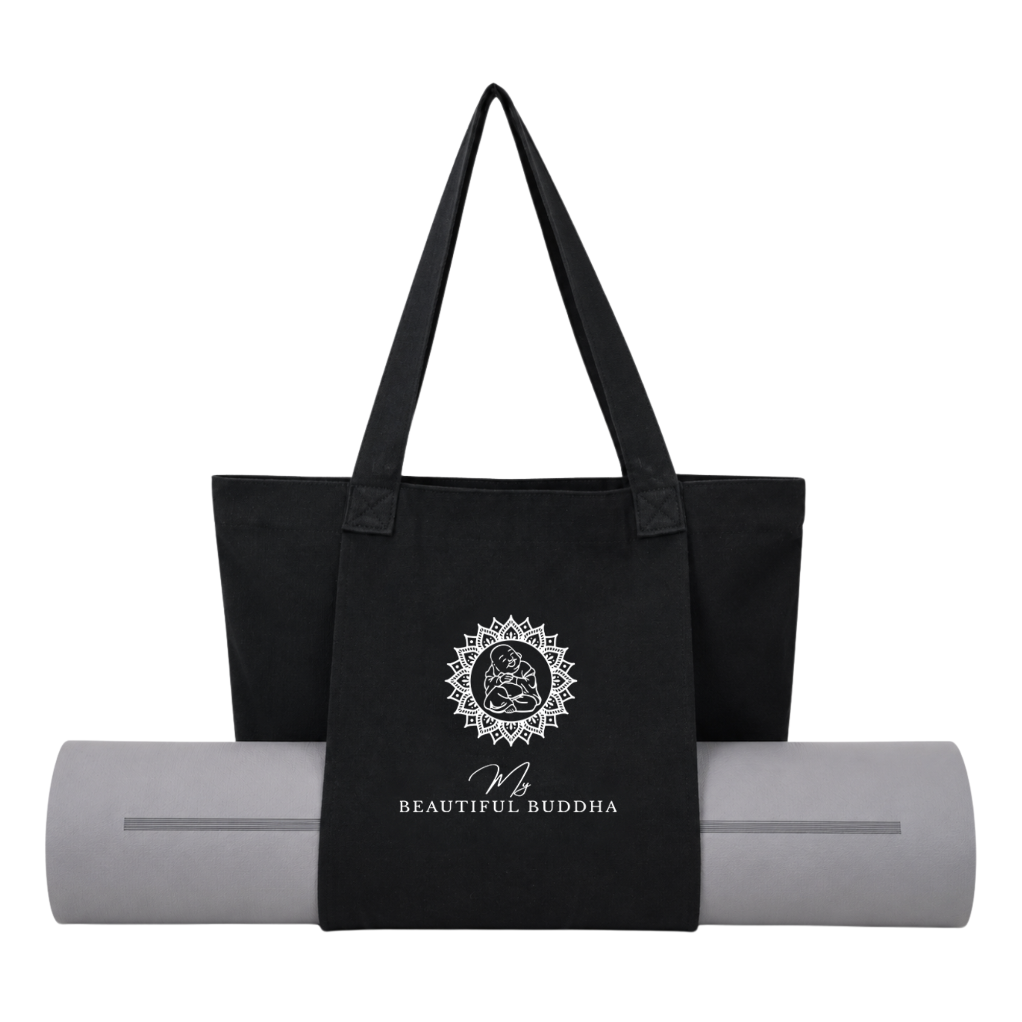 Shadow Cotton Tote Bag With Yoga Matt Holder