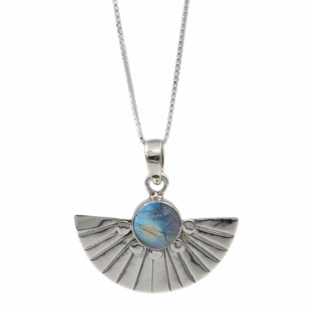 Textured Fan Labradorite Pendant