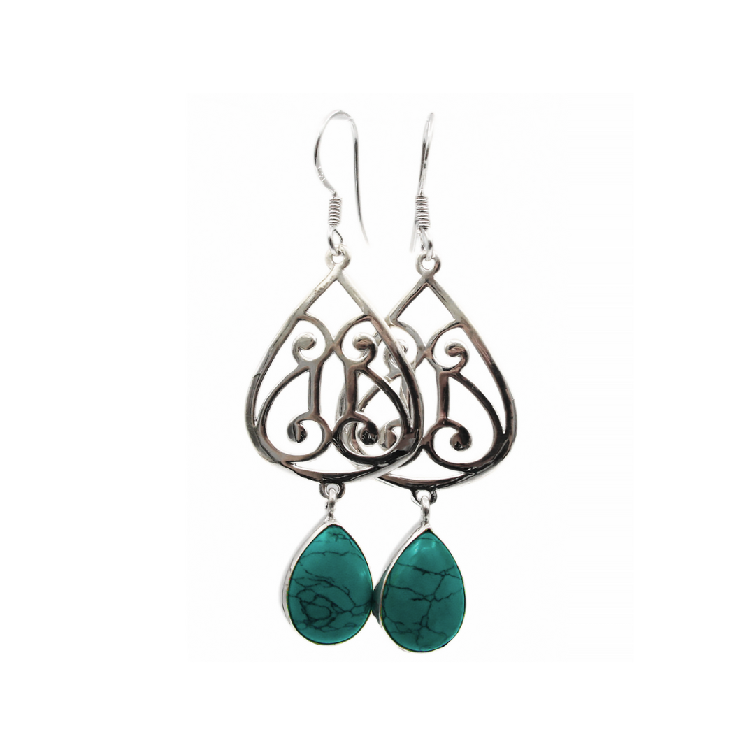 Detailed Turquoise Drop Earrings