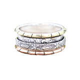 Antique Three Tone Spinner Band Ring - Thick