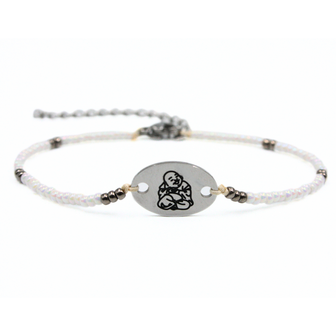 Pearl Silver Buddha Bracelet
