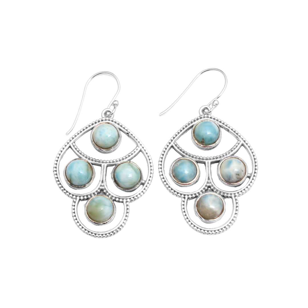 Larimar Open Circle Detailed Earrings