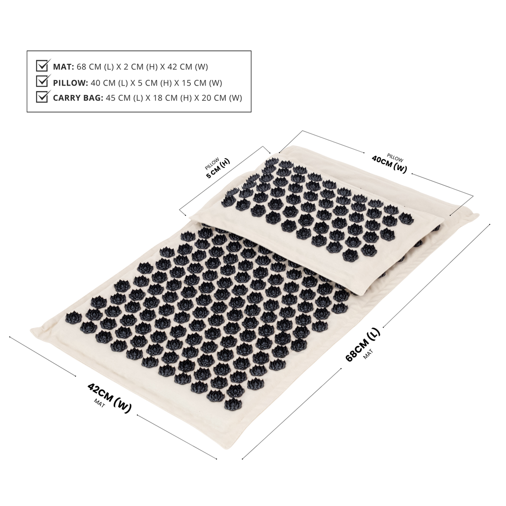 Acupressure Mat & Pillow – Organic Cotton, Coconut Husk & Lotus Spikes