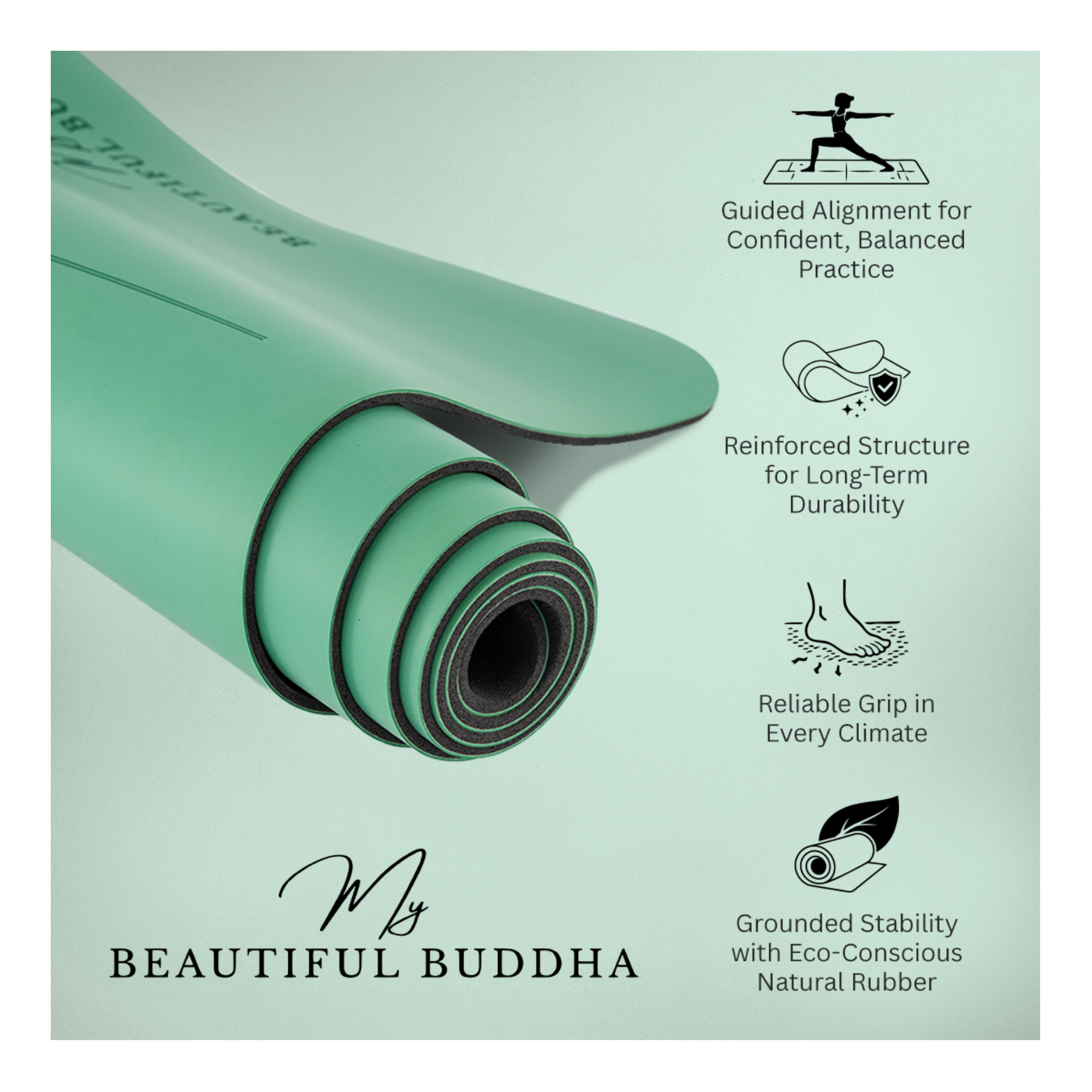 MBB Signature 5mm Studio Yoga Mat with a Carry Stretch Strap - Best Seller - Forest Green