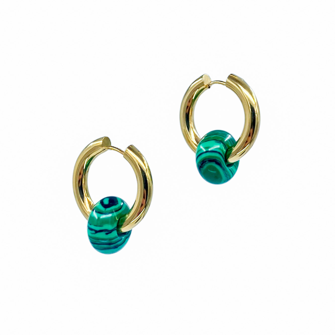 Malachite Hoop Earrings