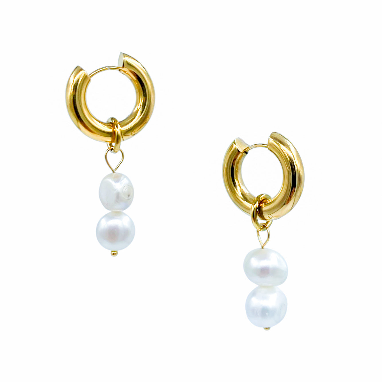 Double Pearl Cascade Hoop Earrings