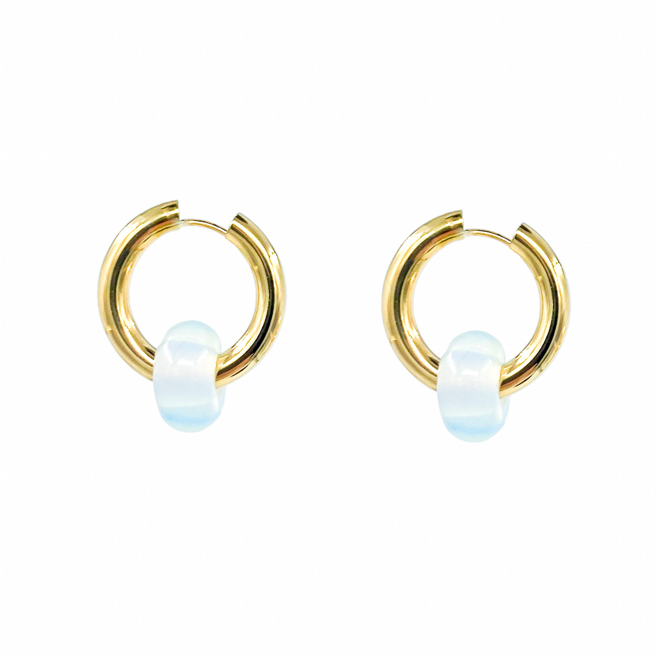Milk Bead Hoop Earrings
