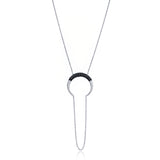 Black Zircon Moon Pendant Sterling Silver Necklace