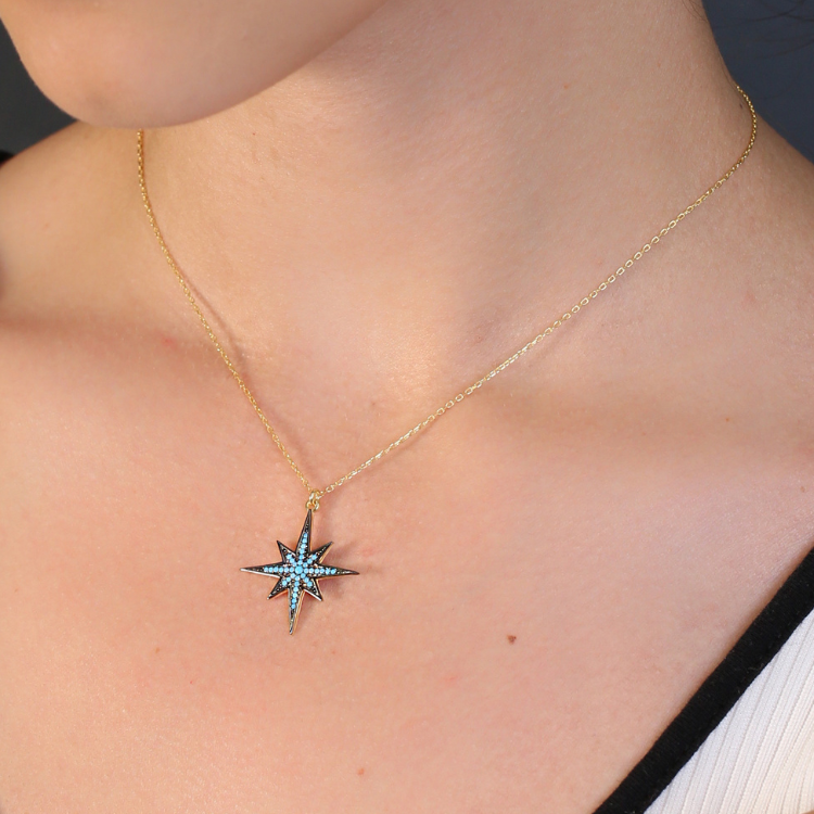 Sterling Silver Turkish North Star Pendant Necklace