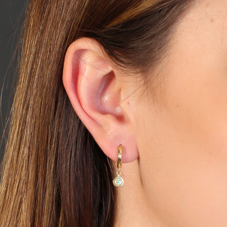 Sterling Silver Evil Eye Hoop Earrings